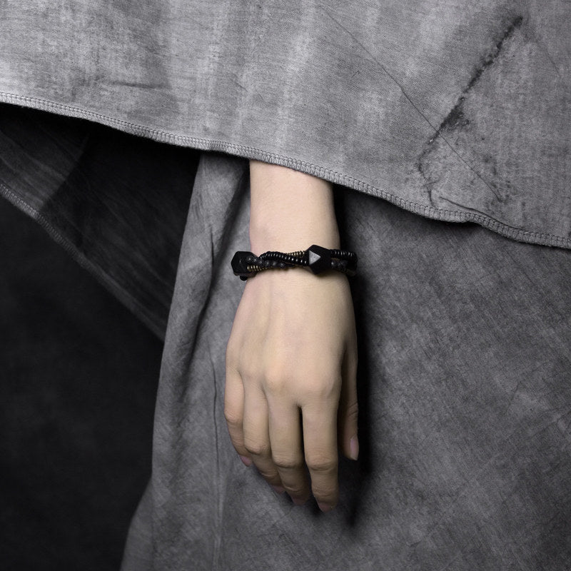 Serene Lucky | "Primal Anchor" Lava Stone & Ebony Wood Essential Oil Diffuser Bracelet