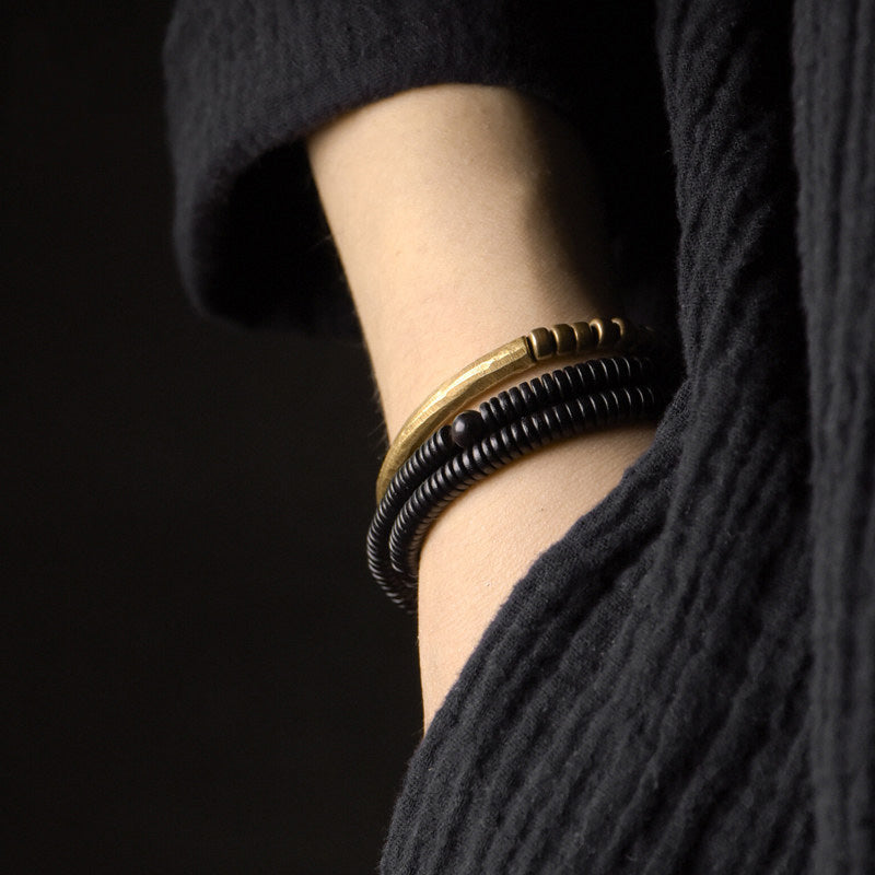 Serene Lucky | "Bold Ambition" Tiger's Eye & Ebony Wood Multi-Wrap Bracelet