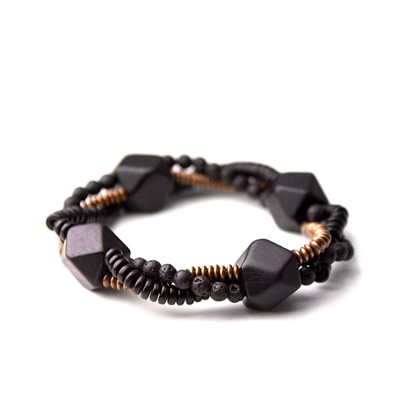 Serene Lucky | "Primal Anchor" Lava Stone & Ebony Wood Essential Oil Diffuser Bracelet